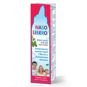 Naso Libero Хипертоничен спрей с ментол и хиалуронова киселина, 2% NaCl + HA х100 мл