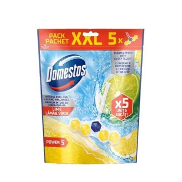 Domestos WC Power 5 Твърдо тоалетно блокче с аромат на зелен лимон х5 брояDomes