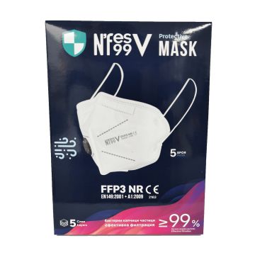 N'FES 99V Предпазна маска FFP3 NR с въздушна клапа Бяла х5 броя
