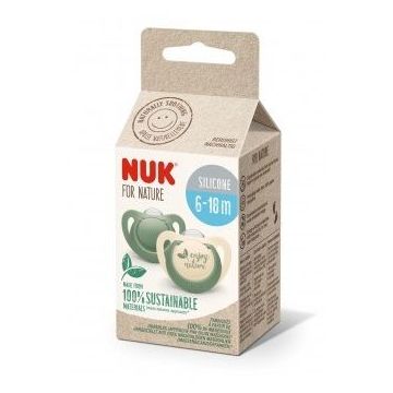 Nuk For Nature Силиконова залъгалка 6-18 месеца x2 броя, зелена 176299