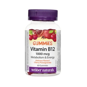 Витамин В12 (цианокобаламин) 1000 µg х60 желирани таблетки Webber Naturals