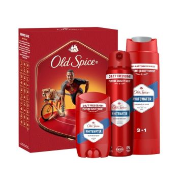 Old Spice Промо комплект за мъже Whitewater Душ гел, Део спрей и Део стик + Домино