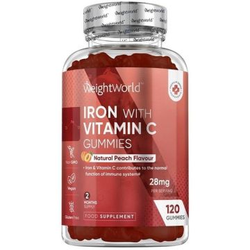 Желязо и витамин C, с вкус на праскова х120 желирани таблетки Weight World