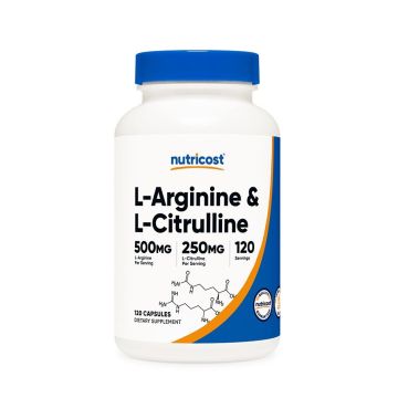 Л-Аргинин и Л-Цитрулин 550 mg + 250 mg х120 капсули Nutricost