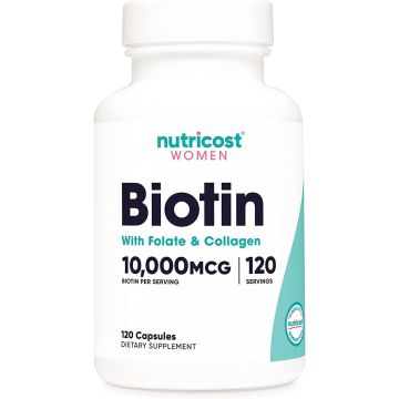 Биотин с фолат и колаген х120 капсули Nutricost
