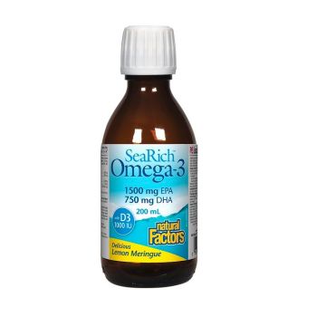SeaRich Омега 3 и витамин D3 х200 мл Natural Factors
