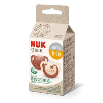 Nuk For Nature Силиконова залъгалка 0-6 месеца x2 броя,  червена 175294