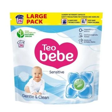 Teo Bebe Sensitive Gentle & Clean Гел капсули за пране на бебешки и детски дрехи x26 броя