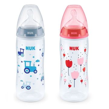 Nuk First Choice Temperature Control Шише за хранене със силиконов биберон M за деца от 6 до 18 месеца x360 мл