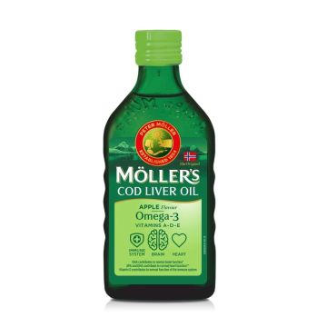 Moller's Рибено масло от черен дроб на Треска с вкус на зелена ябълка х250 мл