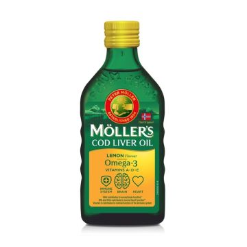 Moller's Рибено масло от черен дроб на Треска с вкус на лимон х250 мл