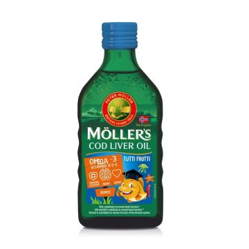 Moller's Рибено масло от черен дроб на Треска с плодов вкус Tutti Frutti х250 мл