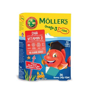 Moller's Омега-3 желирани рибки с вкус на ягода х36 броя