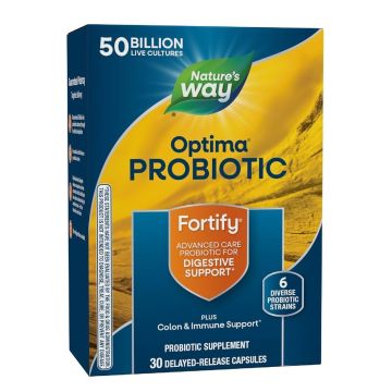 Fortify Optima Пробиотик 50 млрд. активни пробиотици, 6 щама х30 V-капсули със забавено освобождаване Nature’s Way
