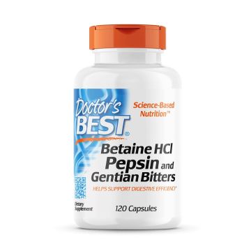 Бетаин хидрохлорид, Пепсин и Гентаин х120 капсули Doctor's Best