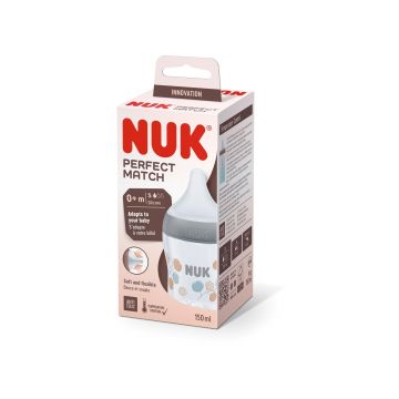 Nuk Perfect Match Temperature Control Шише за хранене със силиконов биберон за новородени х150 мл, размер S, Клонче