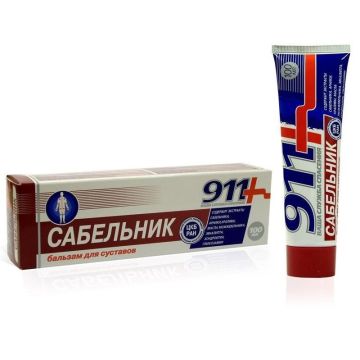 911 Сабелник Масажен гел-балсам за тяло при болка и оток х100 мл