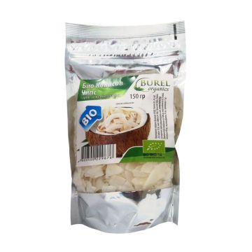 Burel Organics Био суров и неподсладен кокосов чипс х150 грама