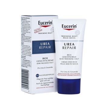 Eucerin Urea Repair Обогатен крем за лице за много суха кожа с 5% Урея x50 мл