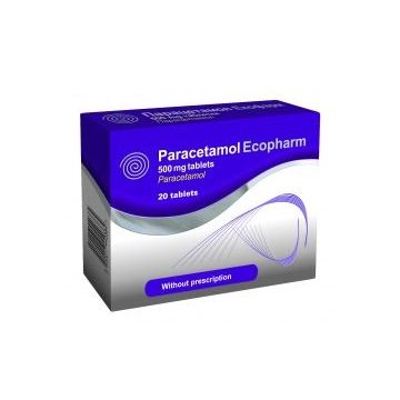 Парацетамол при болка и висока температура 500 мг х20 таблетки Ecopharm