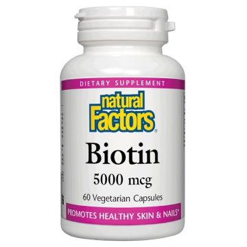 Биотин за нокти, коса и кожа 5000 мкг х60 капсули Natural Factors