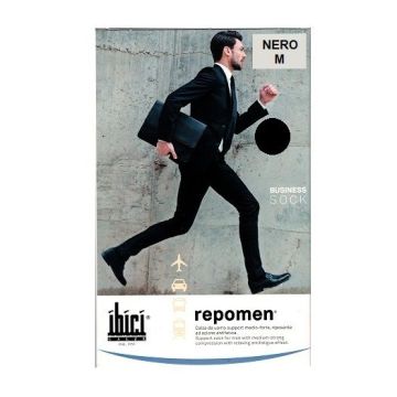 Ibici Repomen Business Sock Еластични мъжки чорапи за разширени вени с ликра и със средно-силна компресия, цвят Nero, размер M х1 брой