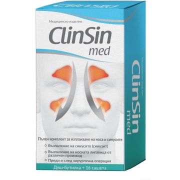 ClinSin med Комплект за изплакване на носа и синусите Душ-бутилка и 16 сашета Naturprodukt