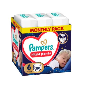 Pampers Night Pants 6 Нощни пелени-гащи за бебета и деца от 13 до 19 кг х80 броя