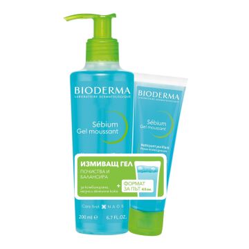 Bioderma Sebium Ежедневен измиващ гел за мазна и акнеична кожа x200 мл + 45 мл