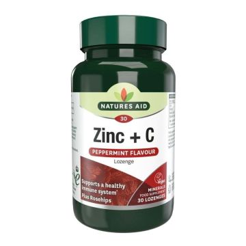 Цинк + Витамин C x30 таблетки за смучене, Natures Aid