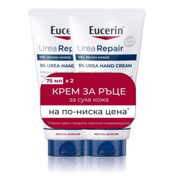 Eucerin Комплект Urea Repair Възстановяващ крем за ръце за суха кожа с 5% Урея 2x75 мл