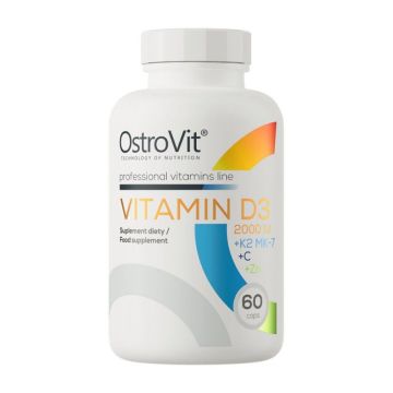 Витамин D3 2000 IU с K2 MK-7, С и цинк х60 капсули OstroVit