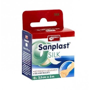 Medica Sanplast Silk Пластир за чувствителна кожа 2,5 см/ 5 м х1 брой