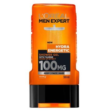Loreal Paris Men Expert Hydra Energetic Мъжки душ гел за лице, коса и тяло с енергизиращ дървесен аромат х300 мл