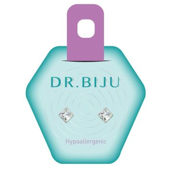 Dr.Biju Хипоалергенни обеци Square Crystal 6.0 мм, DSQ60C001