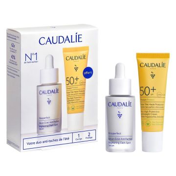 Caudalie Промо комплект Vinoperfect Серум за лице за сияйна кожа и равномерен тен и Vinosun Protect Слънцезащитен крем за лице с много висока защита SPF50
