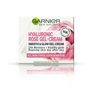 Garnier Hyaluronic Rose Изглаждащ и озаряващ гел-крем за лице за всеки тип кожа x50 мл