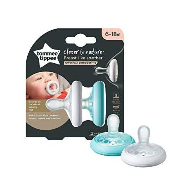 Tommee Tippee Closer To Nature Ортодонтична залъгалка Breast-like за деца от 6 до 18 месеца x2 броя