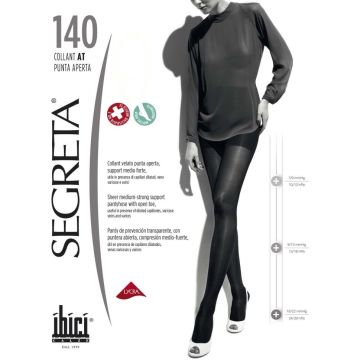 Segreta Punta Aperta 140 Дамски чорапогащник с отворен пръст със средно-силна компресия, размер 3 х1 брой