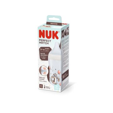 Nuk Perfect Match Temperature Control Шише за хранене със силиконов биберон над 3 месеца х260 мл,размер М, Тигър