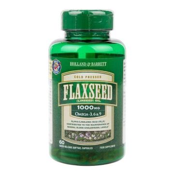 Ленено масло студено пресовано 1000мг х60 капсули Holland & Barrett