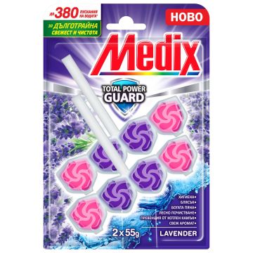 Medix WC Fresh Drops Lavender Твърдо тоалетно блокче с аромат на лаванадула 2x55 грама