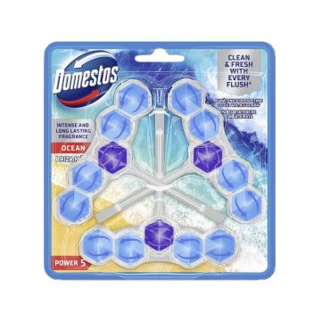 Domestos Power 5 Ocean Тоалетно блокче с аромат на океан 3x50 грама