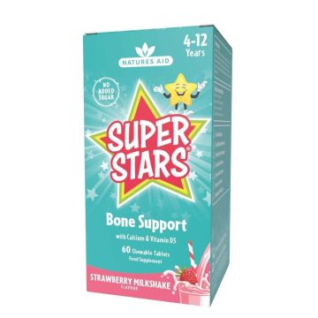 Super Stars Калций + Витамин D3 за деца x60 дъвчащи таблетки, Natures Aid