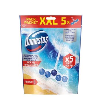 Domestos WC Power Ocean Твърдо тоалетно блокче с аромат на морски бриз х5 броя