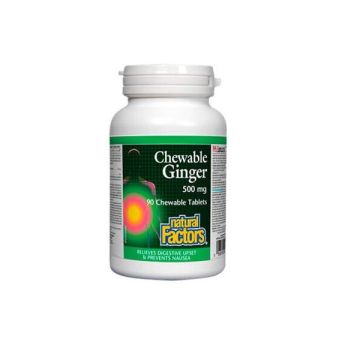 Chewable Ginger При разстроен стомах 500мг х90 дъвчащи таблетки Natural Factors