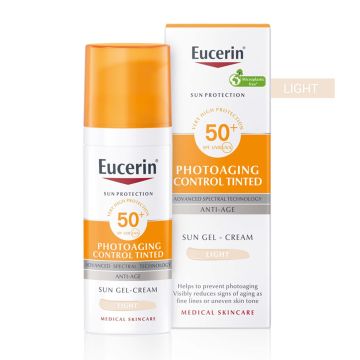 Eucerin Photoaging Control Оцветен слънцезащитен гел-крем за лице SPF50+ x50 мл, Светъл нюанс