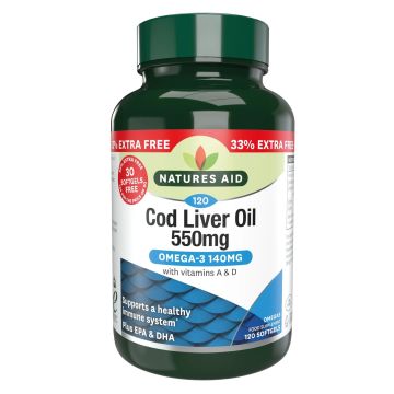 Масло от черен дроб на треска 550 mg х120 капсули Natures Aid