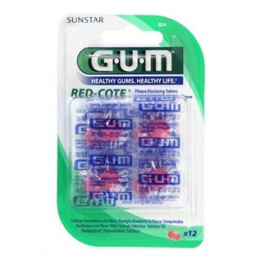 GUM Red-Cote Таблетки за визуализиране на зъбна плака x12 броя