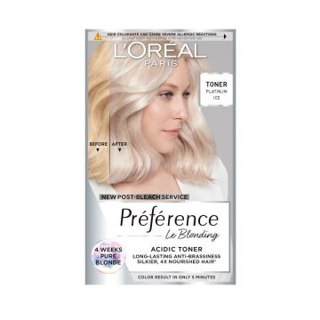 Loreal Paris Preference Киселинен тонер след изсветляване, 01 Platinum Ice